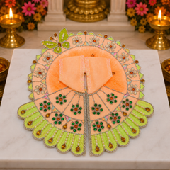 Premium Designer Laddu Gopal Ji Dress – Stone Work | Embroidery Brder | Washable Fabric - Orange