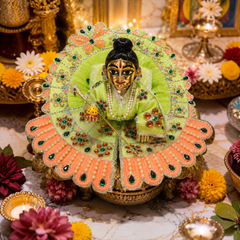 Premium Designer Laddu Gopal Ji Dress – Stone Work | Embroidery Brder | Washable Fabric - Green