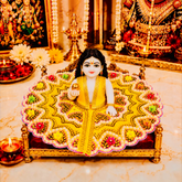 Designer Laddu Gopal Ji Dress | Heavy Stone & Embroidery Work | Premium Handmade Kanha Poshak - Yellow