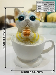 5 Inch Cat in Cup Showpiece – Dusty Marble Decorative Item