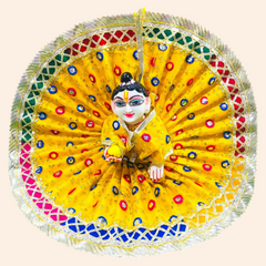 Designer Laddu Gopal Ji Dress with Star Work & Ghota Patti Lace Border