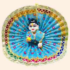 Designer Laddu Gopal Ji Dress with Star Work & Ghota Patti Lace Border