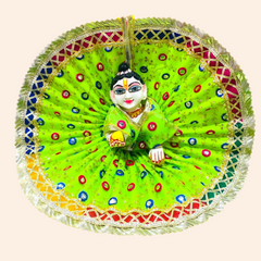 Designer Laddu Gopal Ji Dress with Star Work & Ghota Patti Lace Border