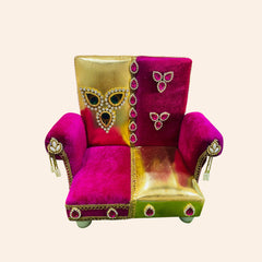 Golden Pink Designer Singhasan for Laddu Gopal Ji – Soft & Comfortable Throne