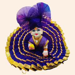 Purple Net Laddu Gopal Ji Dress with Golden Lace – Designer Poshak for Krishna Idol