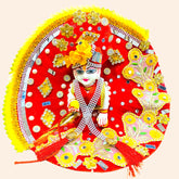 Red Heavy Laddu Gopal Ji Dress with Jerkins & Pagdi – Fully Decorated & Festive