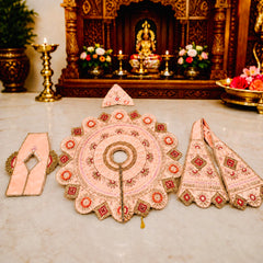 Designer Laddu Gopal Ji Dress Set with Matching Mukut, Patka & Blouse - Peach