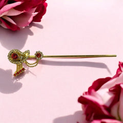 Designer Metal Flute with Jerkins for Laddu Gopal Ji – 4 Inch | Decorative Krishna Bansuri