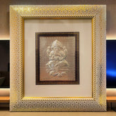 Decorated 10 x 12 Inch Silver Work Frame with Lord Ganesha Silver Photo