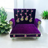 Purple Velvet Designer Sofa, Singhasan Set for Laddu Gopal Ji – Handcrafted with Cushion