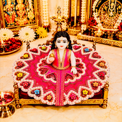 Designer Laddu Gopal Ji Dress | Heavy Stone & Embroidery Work | Premium Handmade Kanha Poshak - Magenta