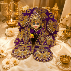 Heavy Designer Dress with Stickable Designer Mukut for Laddu Gopal Ji | Premium Shringar Outfit Set - Dark Purple
