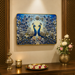 Peacock Photo Frame – 10 × 12 Inch | Decorative Wall Hanging for Home & Pooja Room