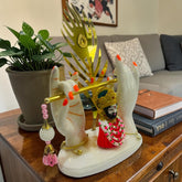 6*6 Inch Luxury White Marble Khatu Shyam Ji Idol – Flute Holding Design | Premium Decorated Murti