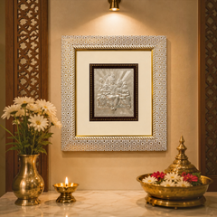 Silver Decorated God Photo Frame – 10 x 12 Inch | Beautiful Lord Shiva Family & Devotional Wall Decor