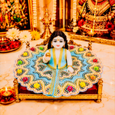 Designer Laddu Gopal Ji Dress | Heavy Stone & Embroidery Work | Premium Handmade Kanha Poshak - Sky Blue