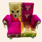 Golden Pink Designer Singhasan for Laddu Gopal Ji – Soft & Comfortable Throne