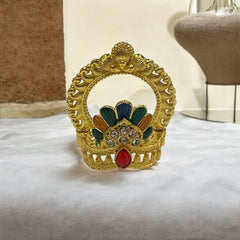 Golden Metal Multi-Color Designer Mukut for Laddu Gopal Ji – Traditional Crown