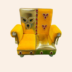 Golden Yellow Designer Singhasan for Laddu Gopal Ji – Elegant Throne for Home Temple
