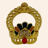 Golden Metal Multi-Color Designer Mukut for Laddu Gopal Ji – Traditional Crown