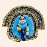 Sky Blue Heavy Laddu Gopal Dress with Pagdi & Golden Lace Border – Designer Poshak