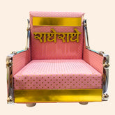 Pink Solid Singhasan for Laddu Gopal Ji with Radhe Radhe Back Sticker – Beautiful & Durable