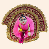 Pink Heavy Designer Laddu Gopal Ji Dress with Golden Lace & Matching Pagdi