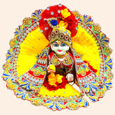 Premium Yellow Heavy Dress for Laddu Gopal Ji with Turban – Floral Design & Rich Border Work