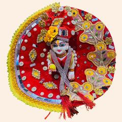 Red Heavy Laddu Gopal Ji Dress with Jerkins & Pagdi – Fully Decorated & Festive