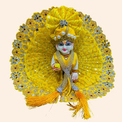 Light Yellow Net Dress with Pagdi for Laddu Gopal Ji – Simple & Elegant