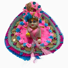 Sky Blue & Pink Laddu Gopal Dress Set with Pagdi & Patka – Handmade & Washable