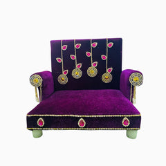 Purple Velvet Designer Sofa, Singhasan Set for Laddu Gopal Ji – Handcrafted with Cushion