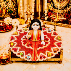 Designer Laddu Gopal Ji Dress | Heavy Stone & Embroidery Work | Premium Handmade Kanha Poshak - Red