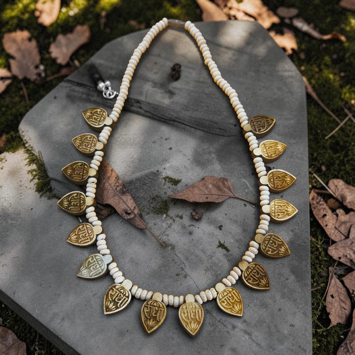 Natural Tulsi Mala with Radha Name Beads | Sacred Devotional Necklace