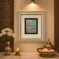 Silver Decorated God Photo Frame – 10 x 12 Inch | Beautiful Lord Ganesha & Devotional Wall Decor