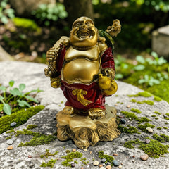 Madhav Collections Laughing Buddha Statue (4-5 Inch) – Dusty Marble Idol for Home, Office & Shop | Symbol of Luck, Wealth & Positivity