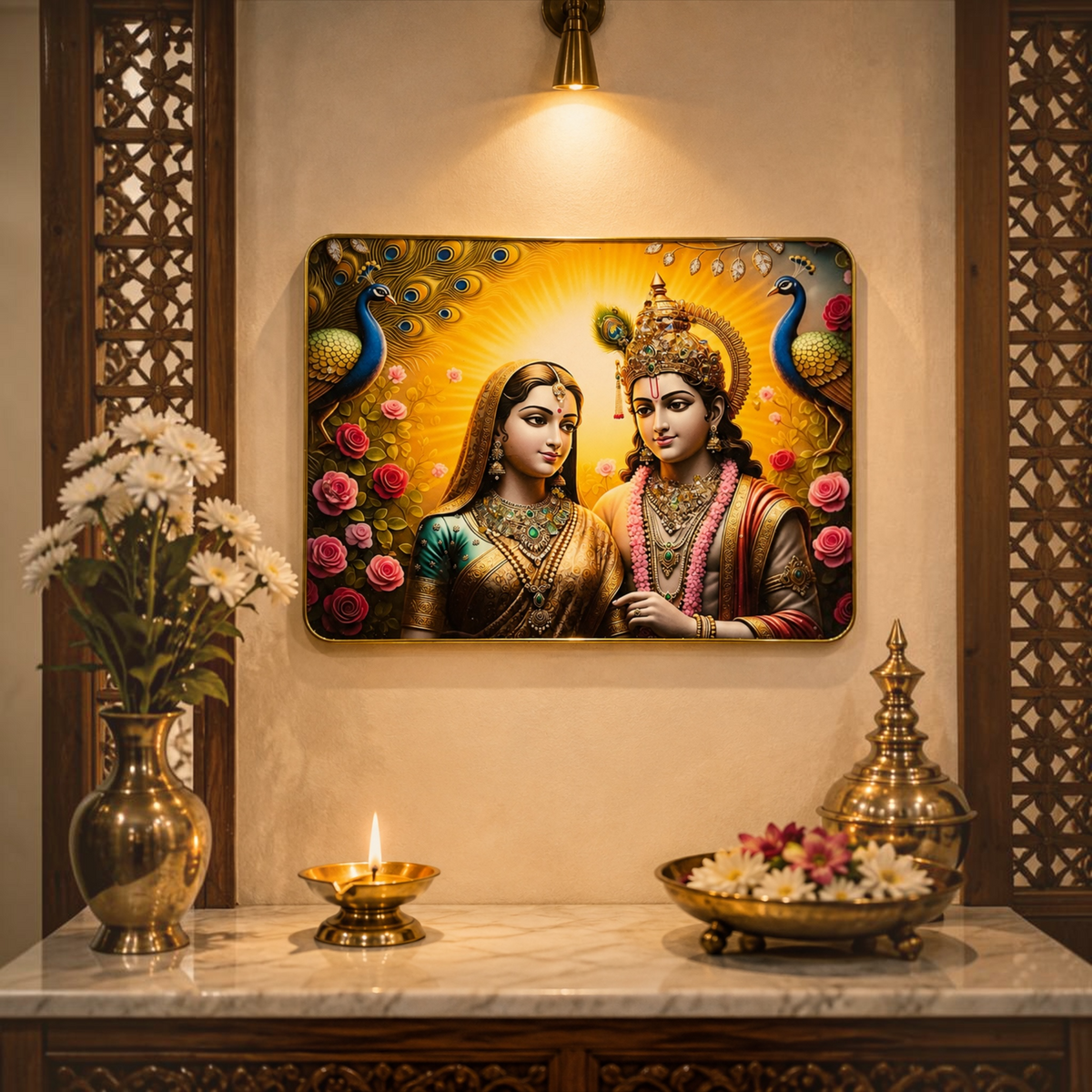 Radha Krishna Photo Frame – 10 × 12 Inch | Wall Hanging