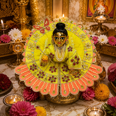 Premium Designer Laddu Gopal Ji Dress – Stone Work | Embroidery Brder | Washable Fabric - Yellow