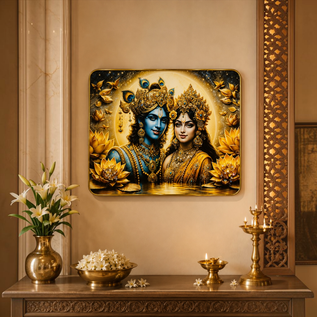 Radha Krishna Photo Frame – 10 × 12 Inch | Wall Hanging