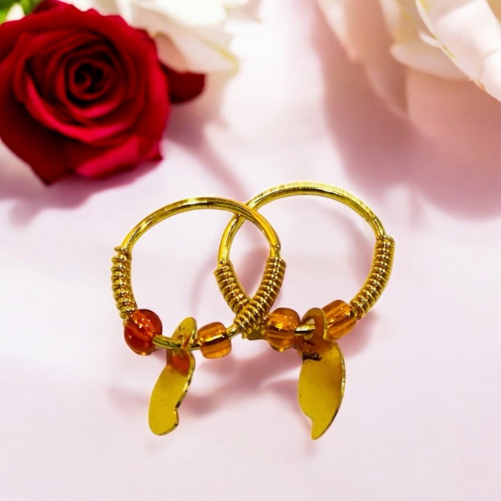Golden Round Earrings for Laddu Gopal Ji – Lightweight & Suitable for All Sizes