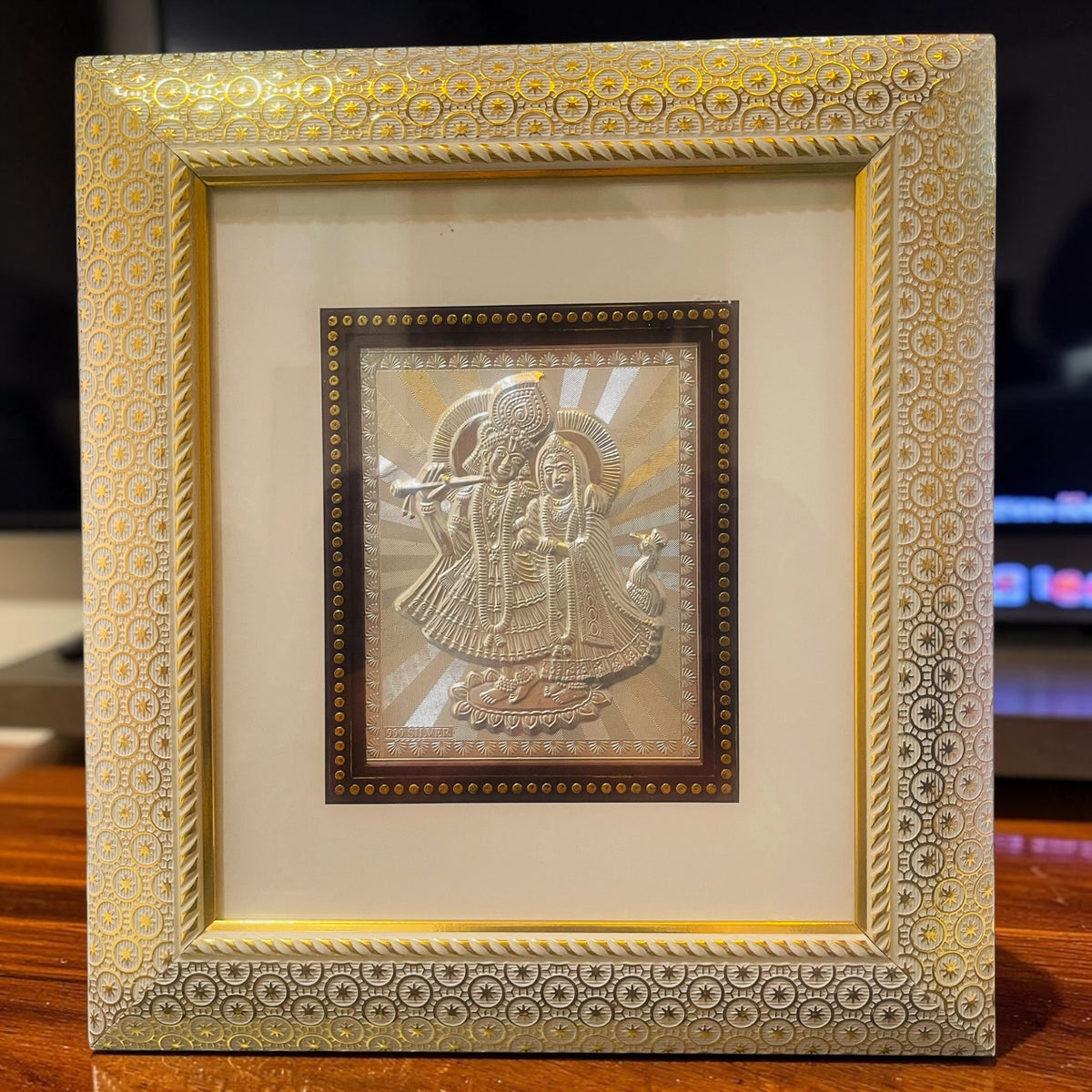 10 x 12 Inch Silver Radha Krishna Decorated Frame – Wall Hanging
