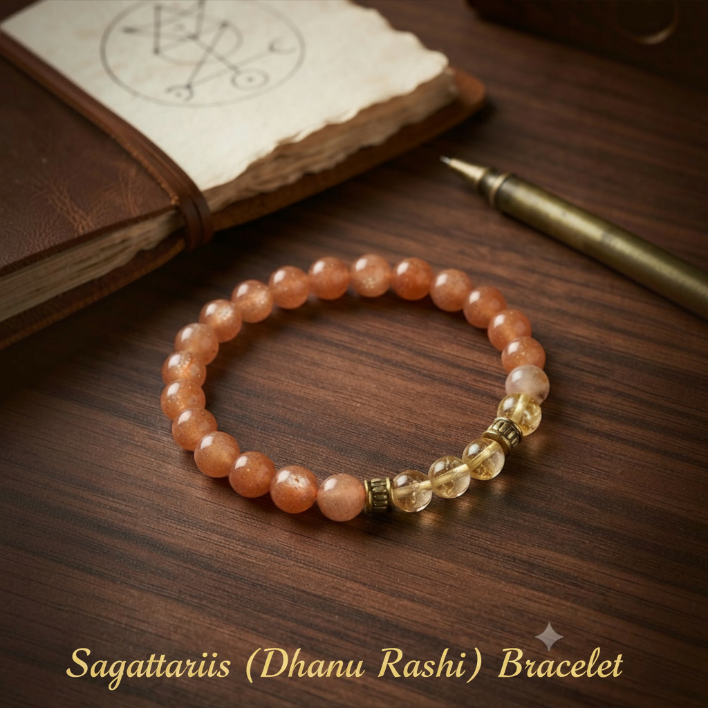 Sagittarius (Dhanu Rashi) Bracelet – Natural Gemstone Zodiac Bracelet for Wisdom, Positivity & Success
