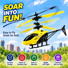 Remote Control Flying Helicopter Toy for Kids – Yellow RC Helicopter with Dual Rotors