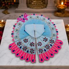 Premium Designer Laddu Gopal Ji Dress – Stone Work | Embroidery Brder | Washable Fabric - Sky Blue