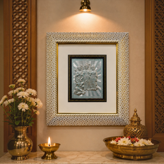 Silver Decorated God Photo Frame – 10 x 12 Inch | Beautiful Ram Darbar & Devotional Wall Decor