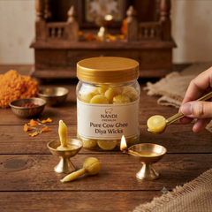 Cotton Wicks in Pure Desi Cow Ghee – 60 Ready-to-Use Diyas | Pooja & Aarti Special