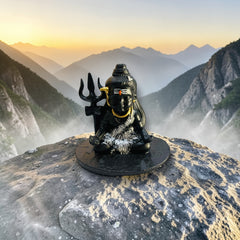 Black Shiv Idol (3–4 Inch) – Dusty Stone Mini Statue for Car & Desk