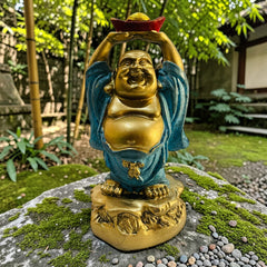 Madhav Collections Laughing Buddha Statue (4-5 Inch) – Dusty Marble Idol for Home, Office & Shop | Symbol of Luck, Wealth & Positivity