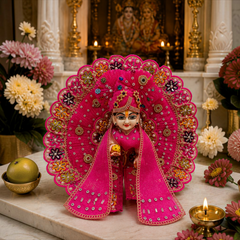 Heavy Designer Laddu Gopal Ji Poshak with Pagdi & Patka – Janmashtami Special - Rani Pink