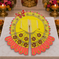 Premium Designer Laddu Gopal Ji Dress – Stone Work | Embroidery Brder | Washable Fabric - Yellow